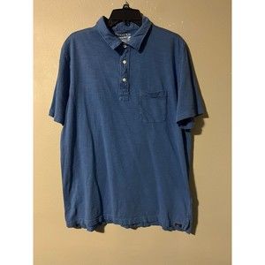 FAHERTY Men Polo Shirt XL Cotton Short Sleeve Sun Washed Golf Preppy Casual Blue